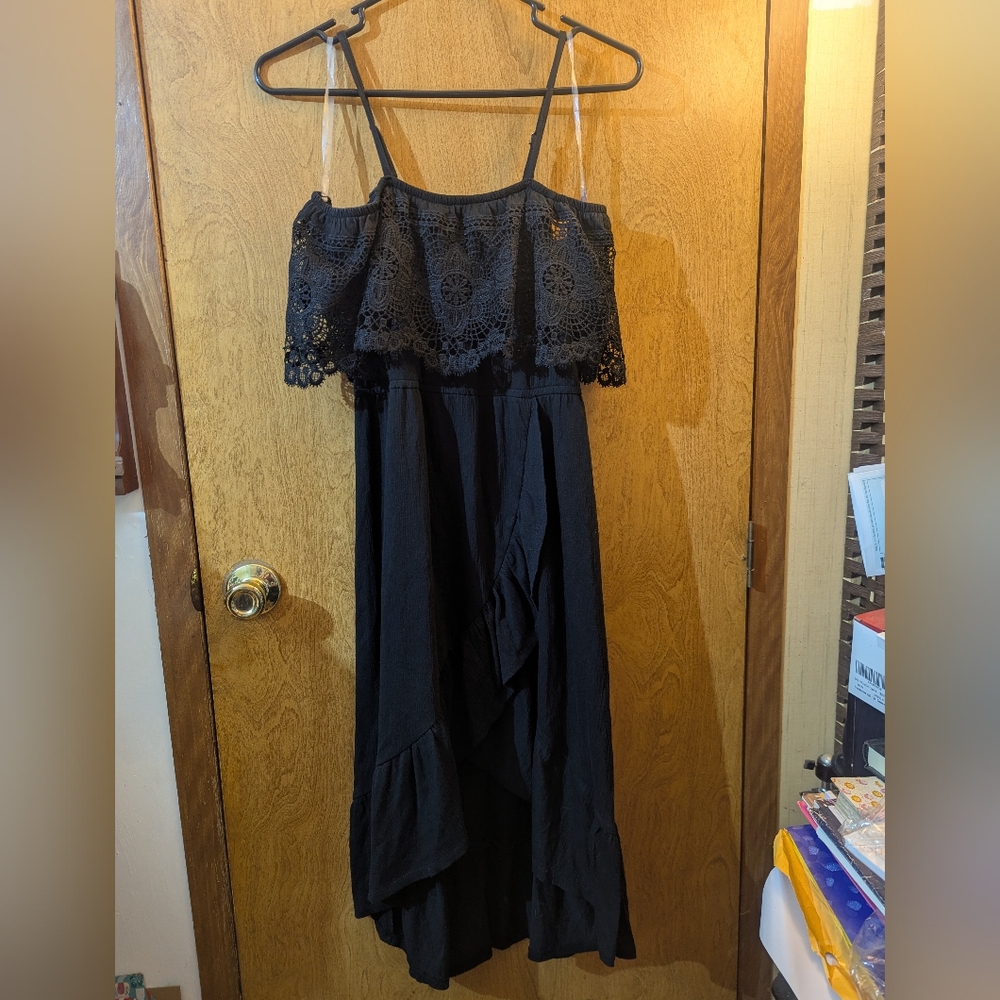No Boundaries Black Off The Shoulder Ruffle Junior Dress
